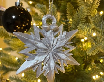 3D Printed Snowflake Christmas Ornament: Lightweight Tree Decoration, Package decor