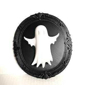 Gothic Relief Framed Ghost, Halloween Wall Art