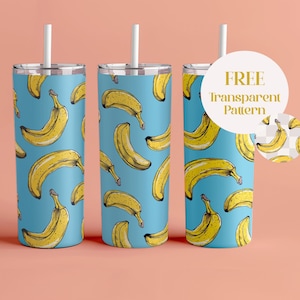 Bananen-Sublimationsmuster für 20 Unzen Tumbler Fruit Pattern auf transparentem Hintergrund