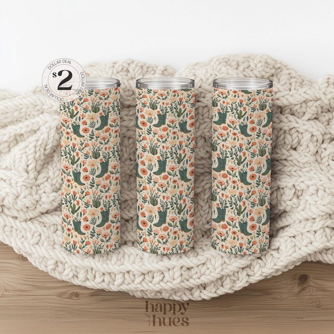 Floral Cowgirl Boot Tumbler Wrap, Western Sublimation Design (digital ...