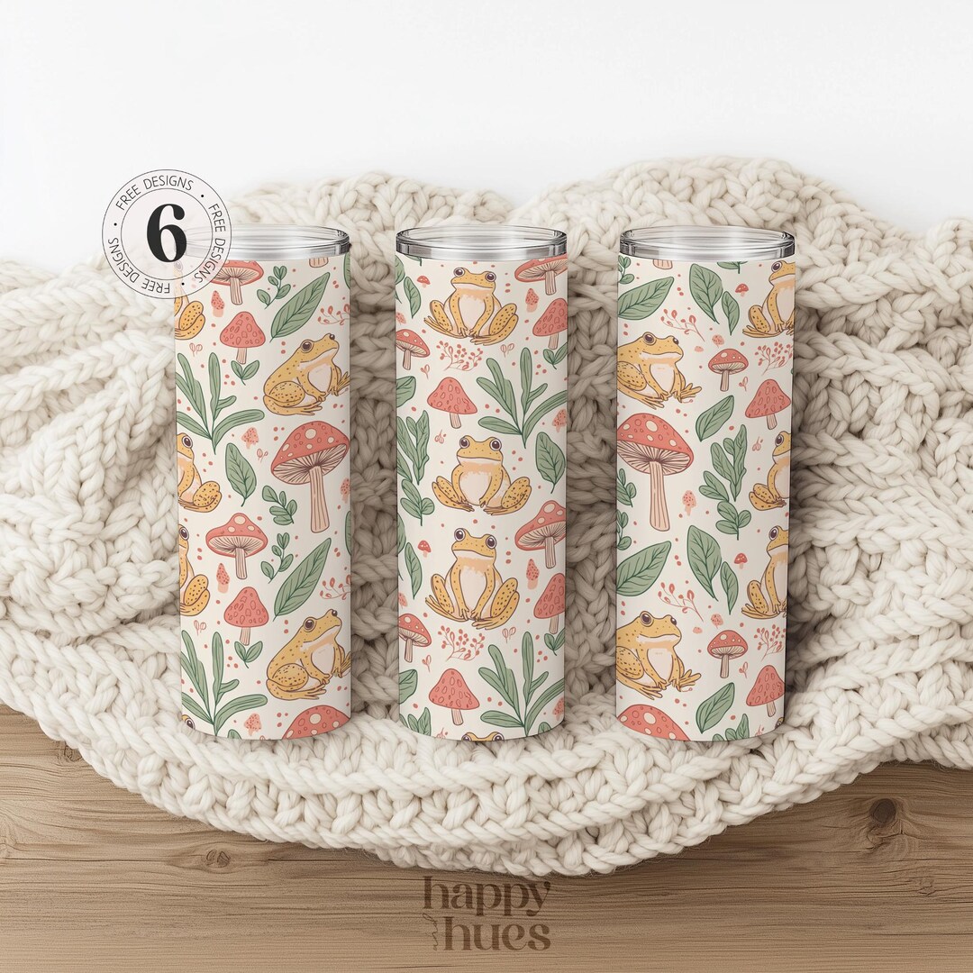 Cottagecore Frog Tumbler Wrap, Autumn 20oz Design (PNG Digital Download ...