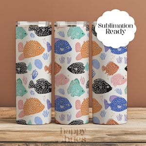 Angel Fish 20oz Tumbler Wrap Pastel Fish Sublimation Design Fisherman Tumbler Wrap Design for 20oz Skinny Marine Tumbler PNG Wrap Download