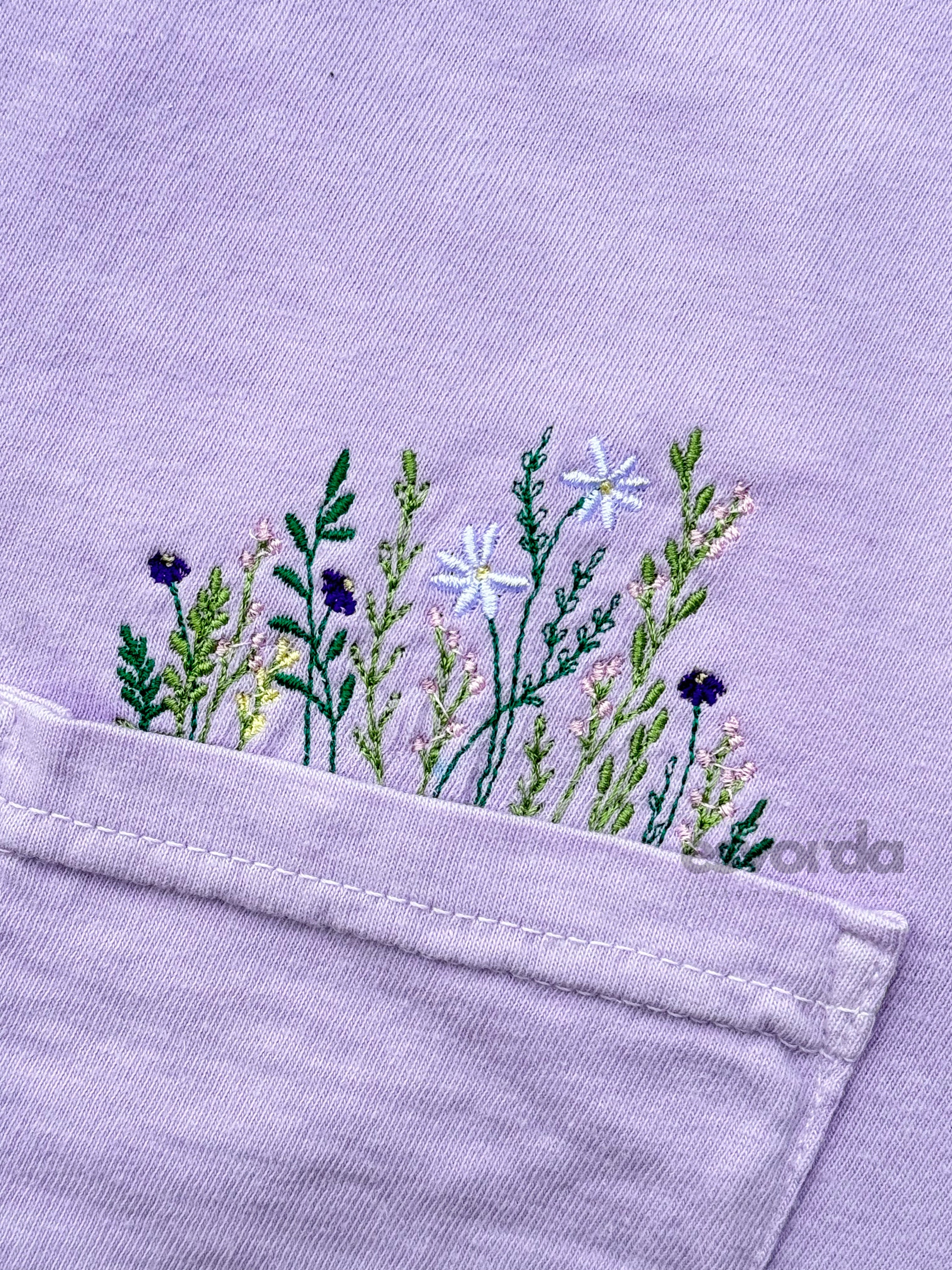 Embroidered Pocket Flowers on Front w/ Printed Still Growing on Back - Comfort Colors Tee