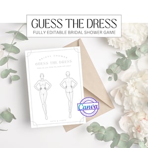 Guess the Dress Bridal Shower Bachelorette Party game, Hen party games, Fully Editable Game, Fun Wedding Shower Game Cards, Instant Download