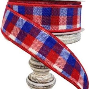 Patriotic Reverse Flannel Mini Checked Ribbon - Timeless Charm