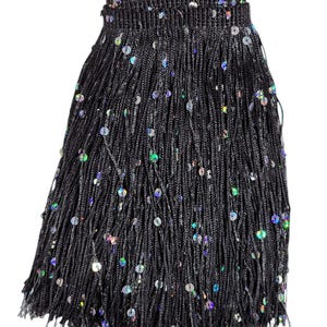 Black Sequin Fringe Trim: Dramatic Flair, Sold by the Yard