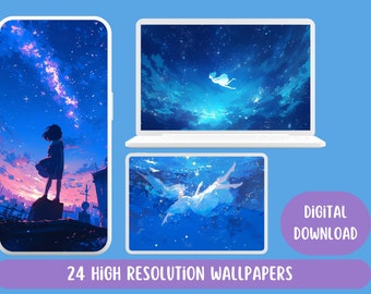 Starry Skies wallpaper star wallpaper lofi wallpaper anime wallpapers 4k wallpaper aesthetic desktop wallpaper cute wallpaper