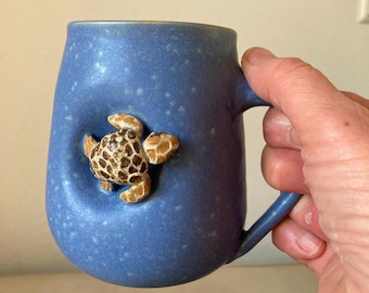 Turtle cup, pottery cup with turtle