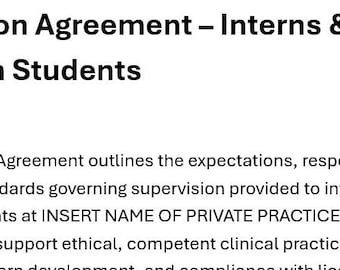 Supervision Agreement Interns & Practicum Students