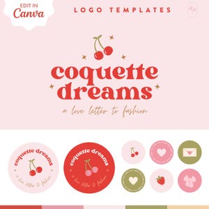 Bearbeitbares Coquette Canva Logo | Anpassbares Logo-Design | für Kleinunternehmen | Bearbeitbare Canva Vorlage | Branding-Logo-Design