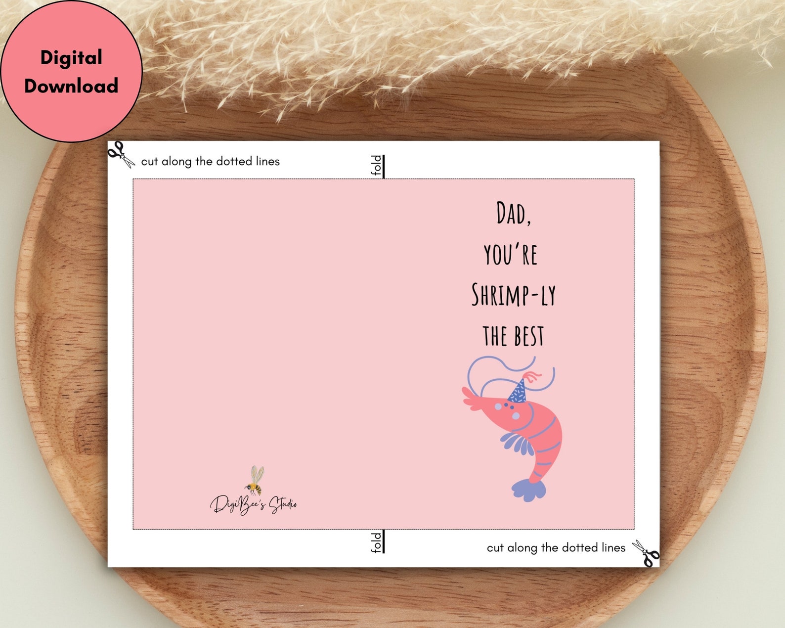 Dad, You're Shrimp-ly the Best, Printable Father's Day Card, 5x7 ...