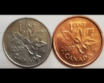 2007-only One known, Canadian 1 cent that looks like a dime-Magnetic