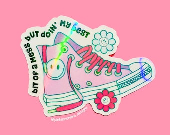Sticker holographique pour baskets : santé mentale, amour-propre, vinyle imperméable