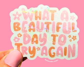 Adhesivo de vinilo holográfico, afirmación positiva, adhesivo impermeable para portátil