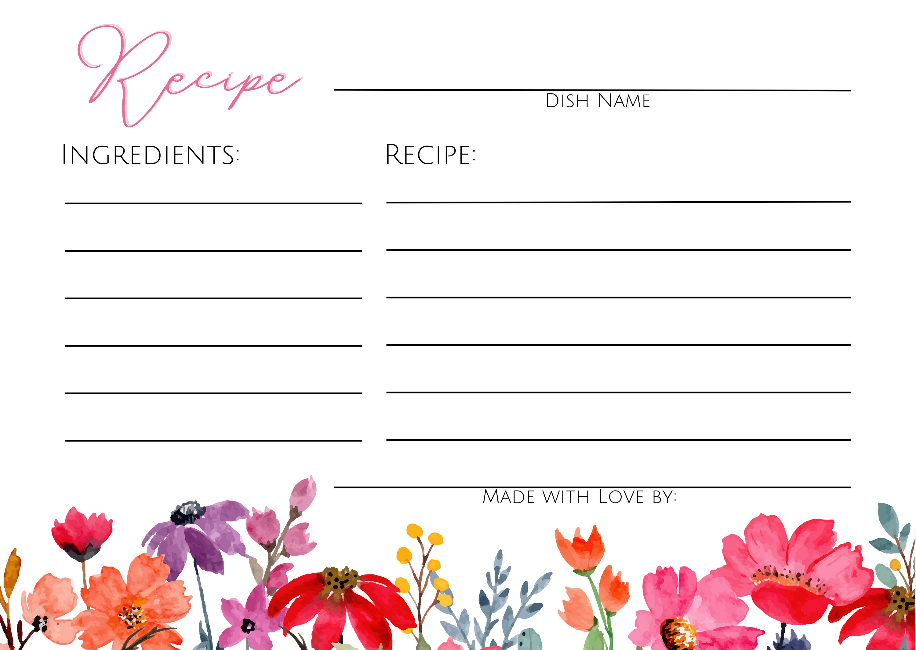 Love is Blooming Recipe Cards
