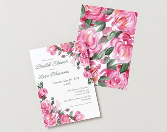 Peony Bridal Shower Invitation — Digital Download