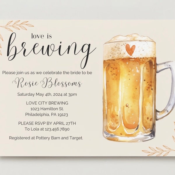 Love is Brewing Bridal Shower Invitation — Digital Download