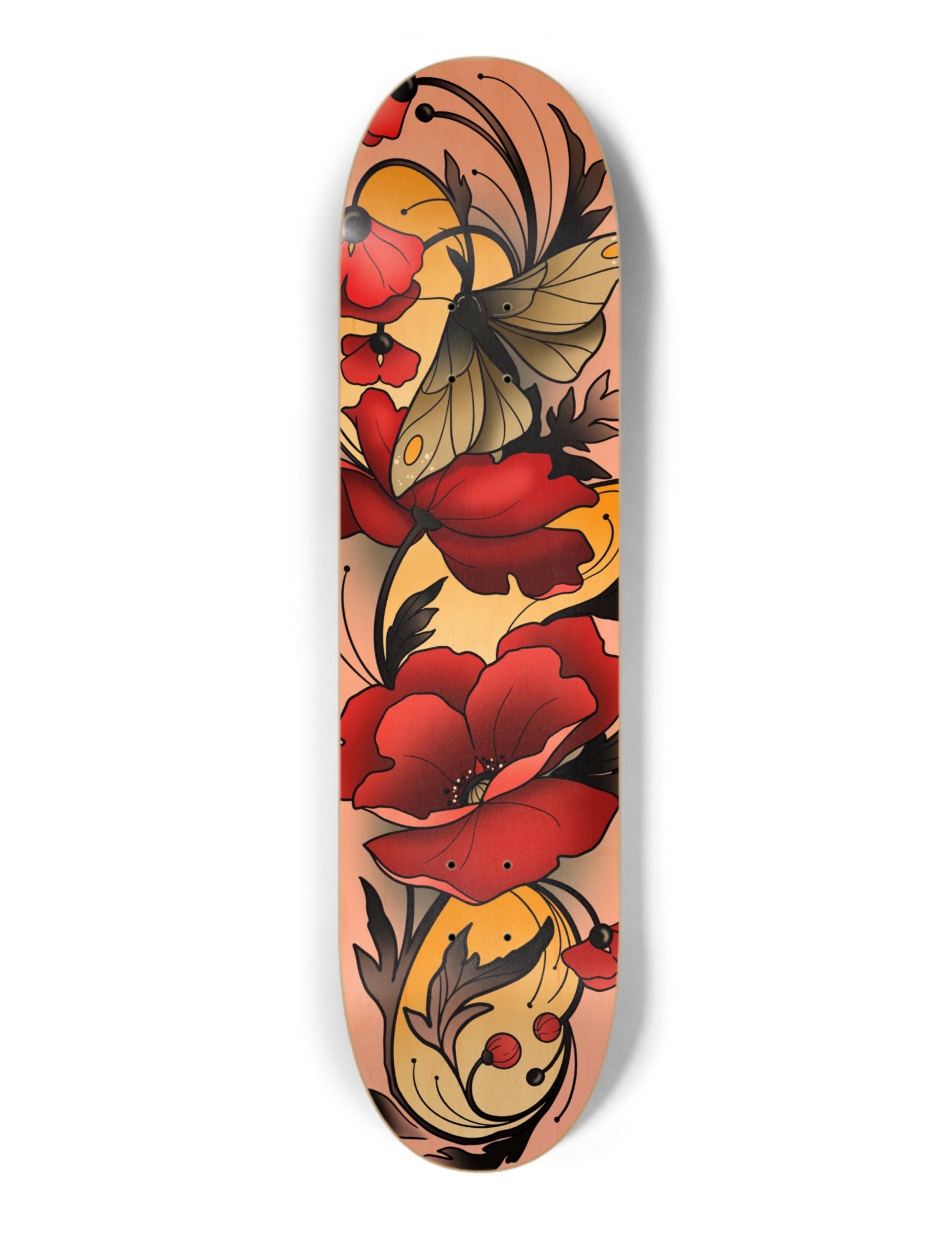 Poppy Moth Skateboard Art Deck - Etsy