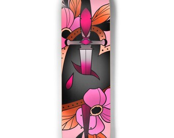 Pink Dagger Valentine Art Skateboard Art Deck