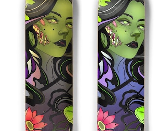 Bog Babe Swamp Witch Gold Glow in the dark goddess Skateboard Art Deck