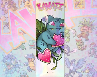 Holographic Stoner Bulbasaur Nug Skateboard Art Deck