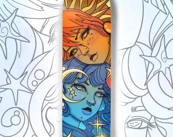 Celeste and Luna Skateboard Art Deck Sun Moon Star Celestial Goddess