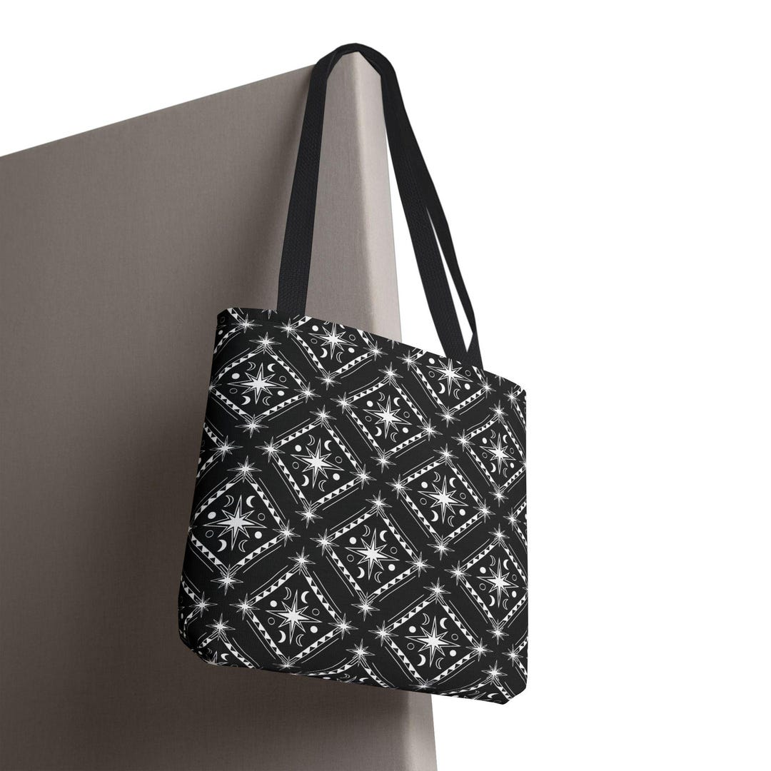 Star Pattern Bag Black Diamond Star Pattern Tote Bag | Sparkle All-over Print - Etsy