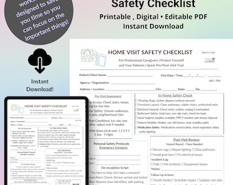 Veiligheidschecklist thuisbezoek verzorger: bewerkbare pdf voor verpleegkundigen, afdrukbaar voor ouderenzorg