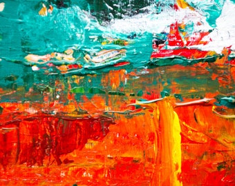 random splashed colours - digital print oil painting