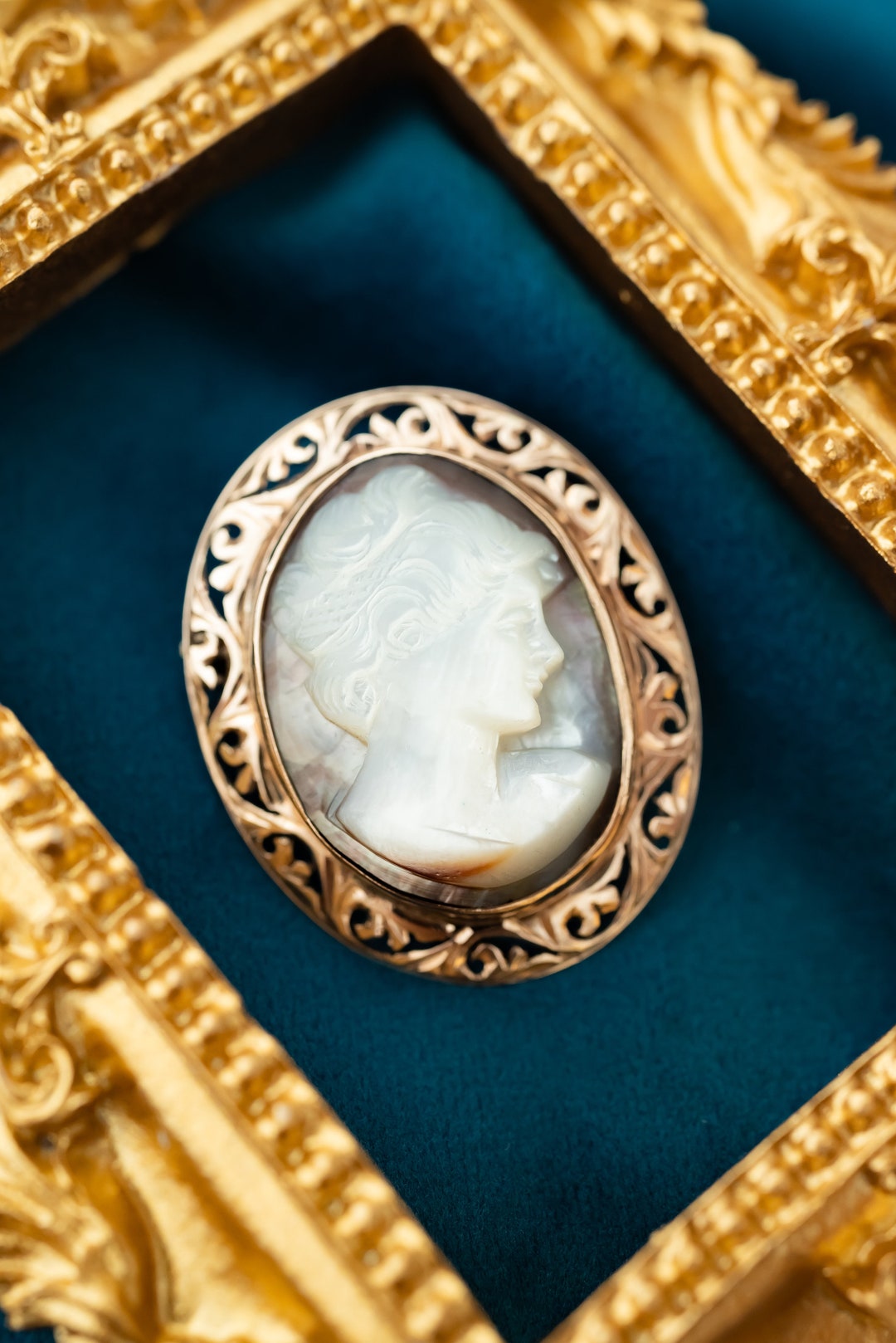9ct Rose Gold Vintage Shell Cameo Brooch Etsy