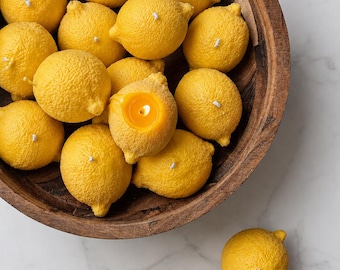 Citronljus tillverkat av rapsvax | Citronljus | Sommardekor | Medelhavsdekor | Amalfikustens estetik | Vegansk festgåva