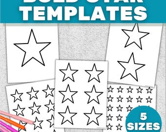 Bold Star Templates Printable | 2D Star Shapes for Tracing, Math, Crafts & Geometry