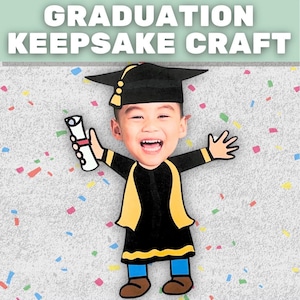 Graduation Cap and Gown Craft | Student Photo Keepsake for End of Year Display | Black