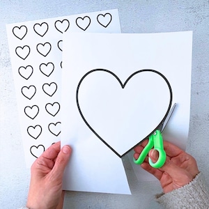 Plantillas imprimibles de corazones llamativos / Formas de corazón gruesas 2D para trazar, manualidades, decoración y motricidad fina