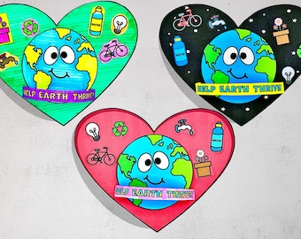 Earth Day Craft for Kids | Printable Earth Day Heart Craft | No Prep Earth Day Activity | Classroom Decor & Keepsake | Help Earth Thrive