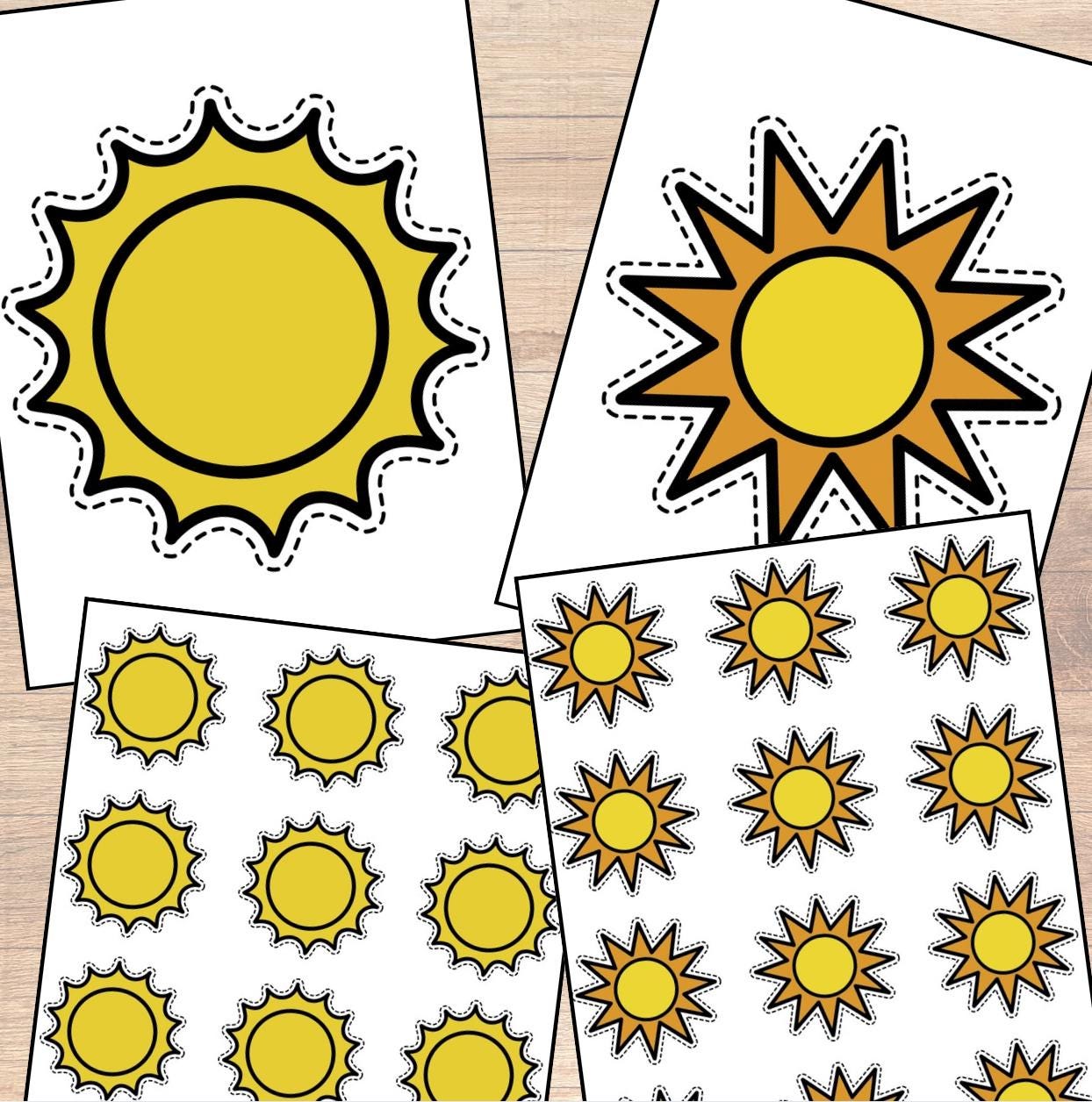Sun Cutout Templates Classroom Decor, Printable Seasonal Activities
