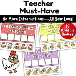 Unterbrechen von Hühner Behavior Charts & Cue Cards | Positives Verhaltens-Tool für Kinder | Verhaltensmanagement im Klassenzimmer und in der Schule zu Hause