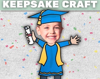 Blue Graduation Cap and Gown Craft | Student Photo Keepsake (PDF)