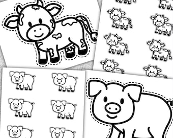 Recortes de animales de granja para imprimir / Manualidades y actividades para niños / Diversión para Pascua, primavera y fiestas