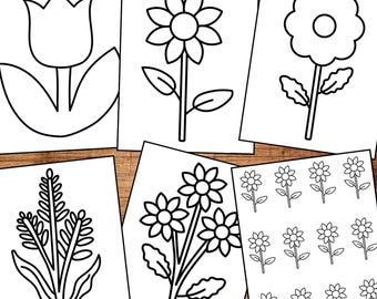 Spring Flower Templates: Coloring & Craft Stencils (Digital Download)