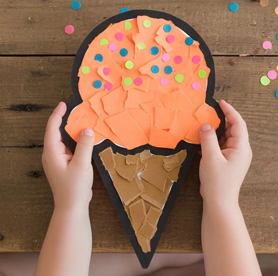 Torn Paper Ice Cream Craft Printable | Summer Fine Motor Craft for Kids