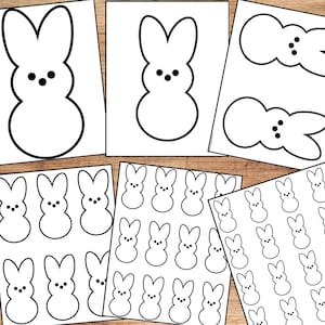 Printable Peeps Bunny Templates for Easter Crafts | 6 Sizes | With or Without Eyes | Kids Easter Activity | DIY Spring Decor