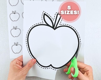 Apple Cut-Out Templates: Back to School Crafts, Fall Decor (PDF Download, 5 Sizes)