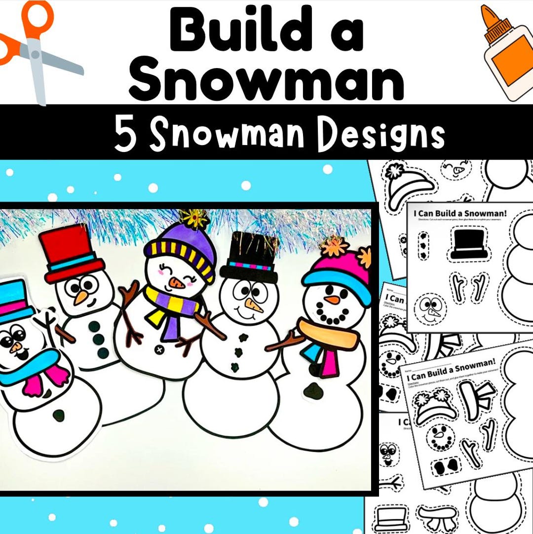 Build a Snowman Activity Pack 5 Printable Winter Craft Templates for Kids Holiday STEM Build a Snowman Activity Pack 5 Printable Winter Craft Templates for Kids Holiday STEM