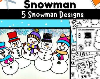 Build a Snowman Activity Pack | Winter STEM Crafts (Printable PDF Templates)