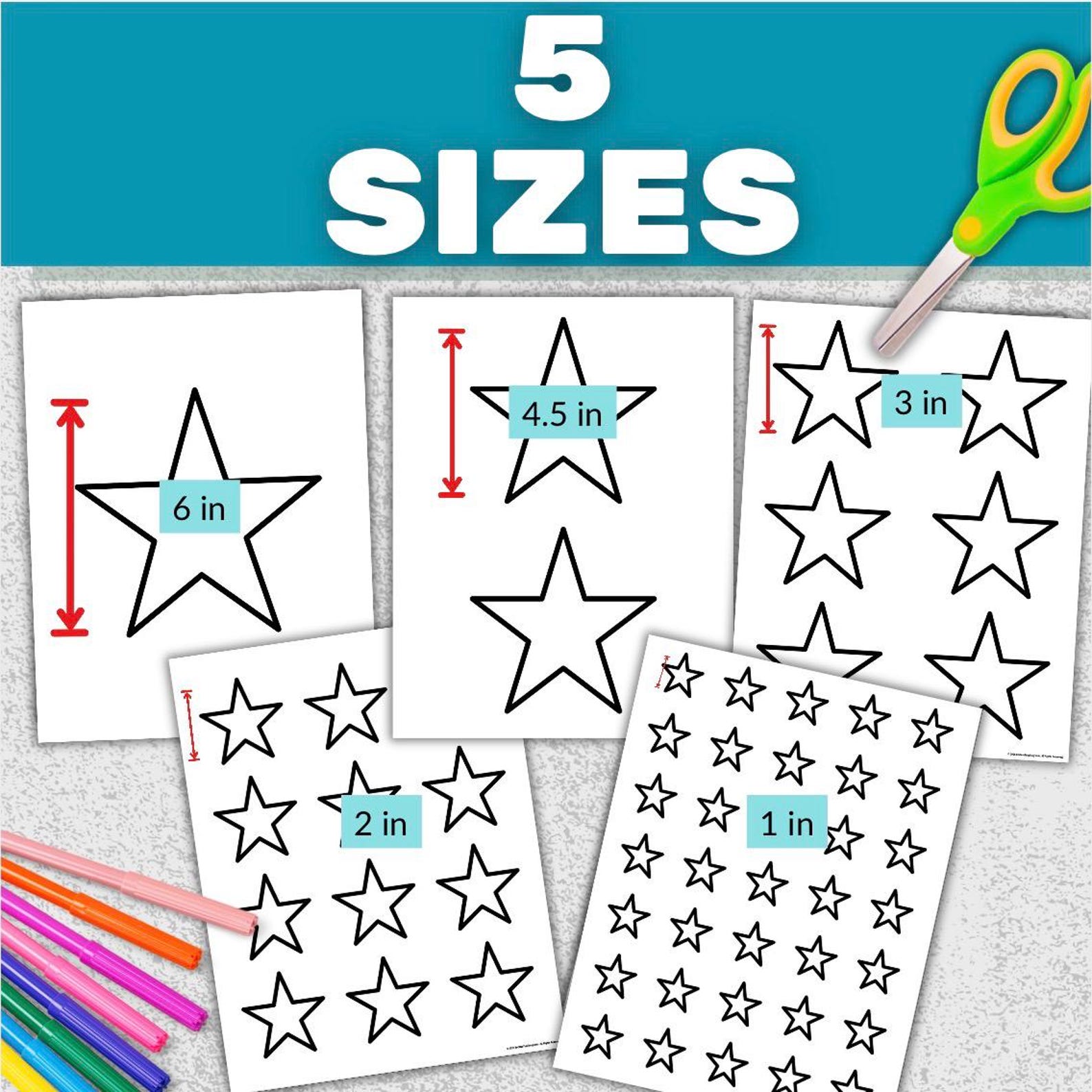 Bold Star Templates Printable | 2D Star Shapes for Tracing, Math ...