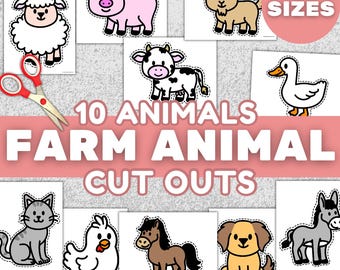 Printable Farm Animal Cut Outs | 10 Full-Color Templates for Classroom Crafts, Storytime & Farm Decor