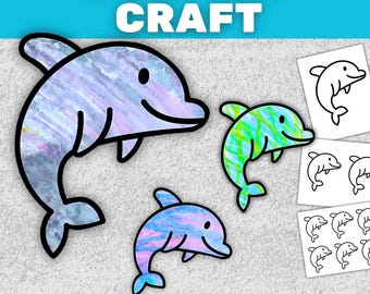 Afdrukbare dolfijnknutsels voor kinderen | Dolphin Craft afdrukbaar | Kunstactiviteit oceaandierenproces | Low Prep Summer Craft