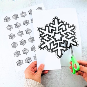 Utskrivbara snöflingor | Vinterpyssel, juldekorationer, konstmallar för klassrum | 5 designer × 5 storlekar
