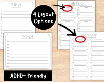 ADHD-takenlijst en weekplannerbundel | Eenvoudige afdrukbare pdf | 4 indelingen